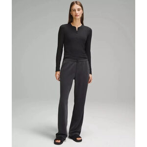 Lululemon NWOT Softstreme High-Rise Wide-Leg Pique Pant Black Gray Size 10